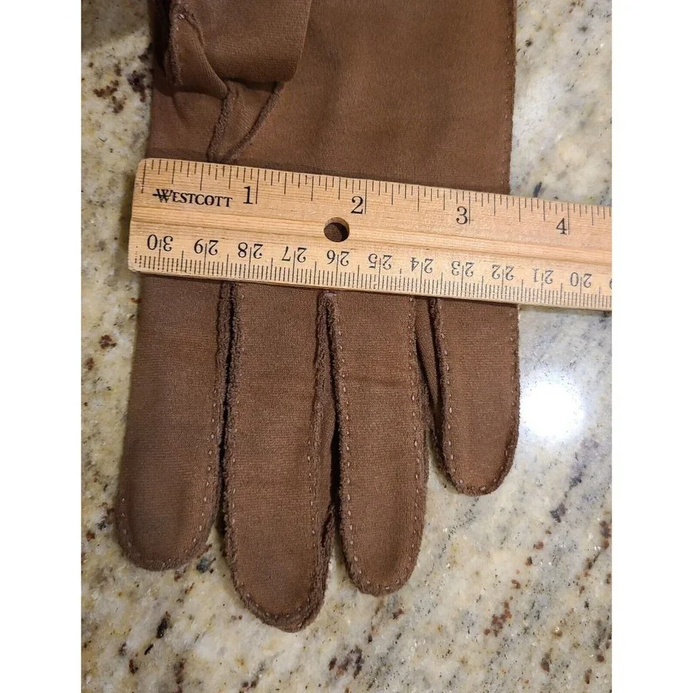 Vtg Size 7.5 L/XL Brown Stretch Hand Stitched Beaded Formal 10